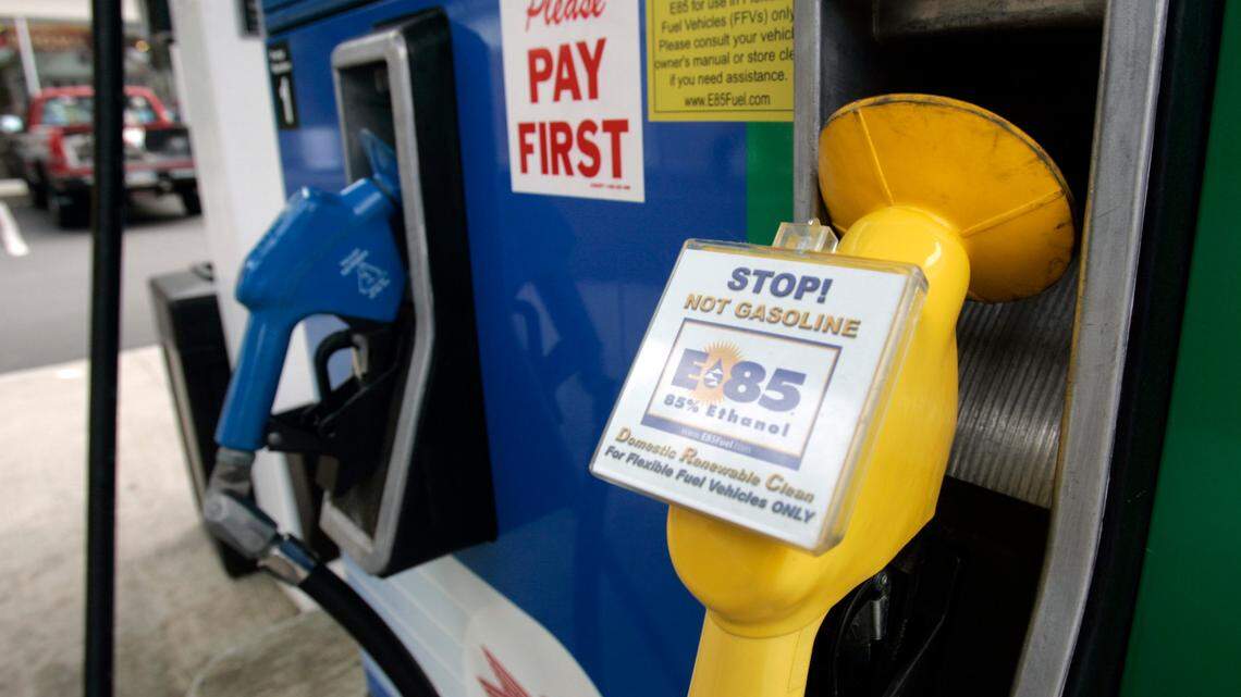 E85 fuel is less expensive than gasoline — but there are some catches. This photo was taken in New York in 2007.