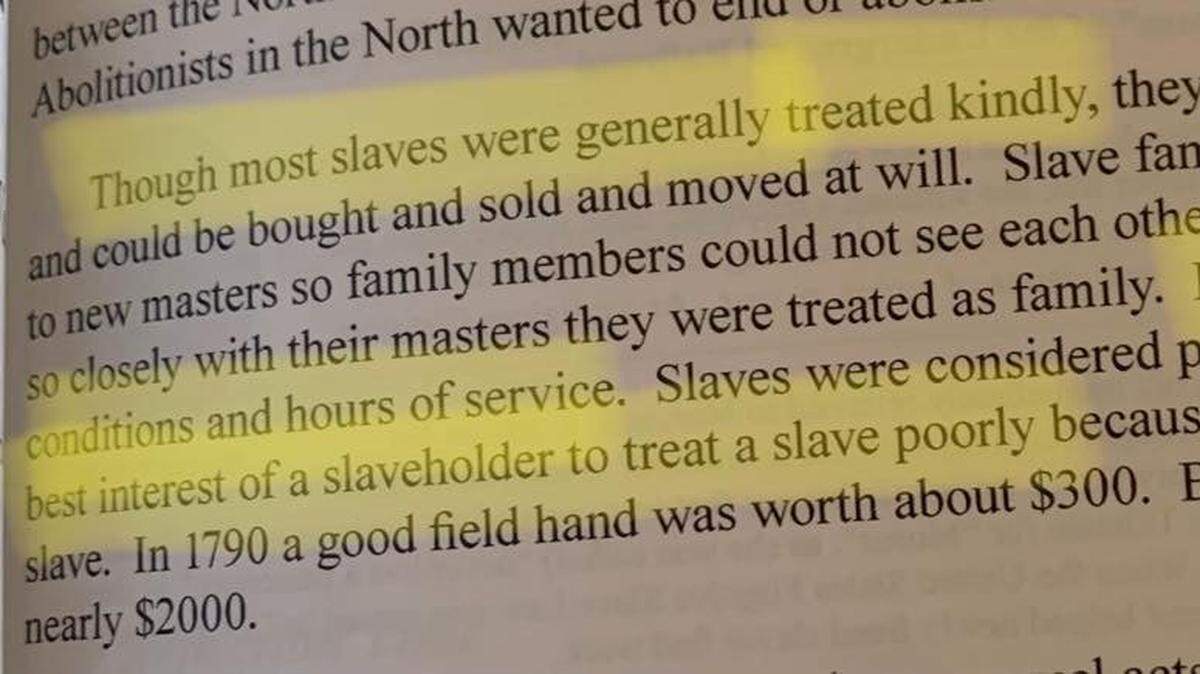 Northridge Learning Center, a source of online learning for high schoolers in UT, pulled a U.S. history packet that said slaves were “generally treated kindly.