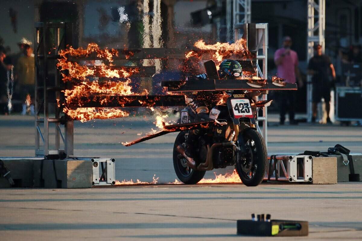 SAN BERNARDINO, CALIFORNIA - JULY 07: Vicki Golden performs during HISTORY's Live Event 'Evel Live 2' at  San Bernardino International Airport on July 07, 2019 in San Bernardino, California. (Photo by Rich Fury/Getty Images)