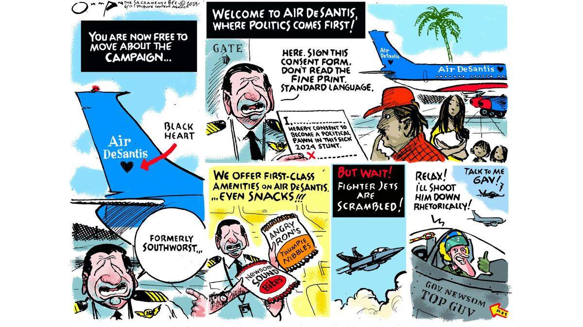 Gov. Ron DeSantis starts his own one-way airline to Sacramento.