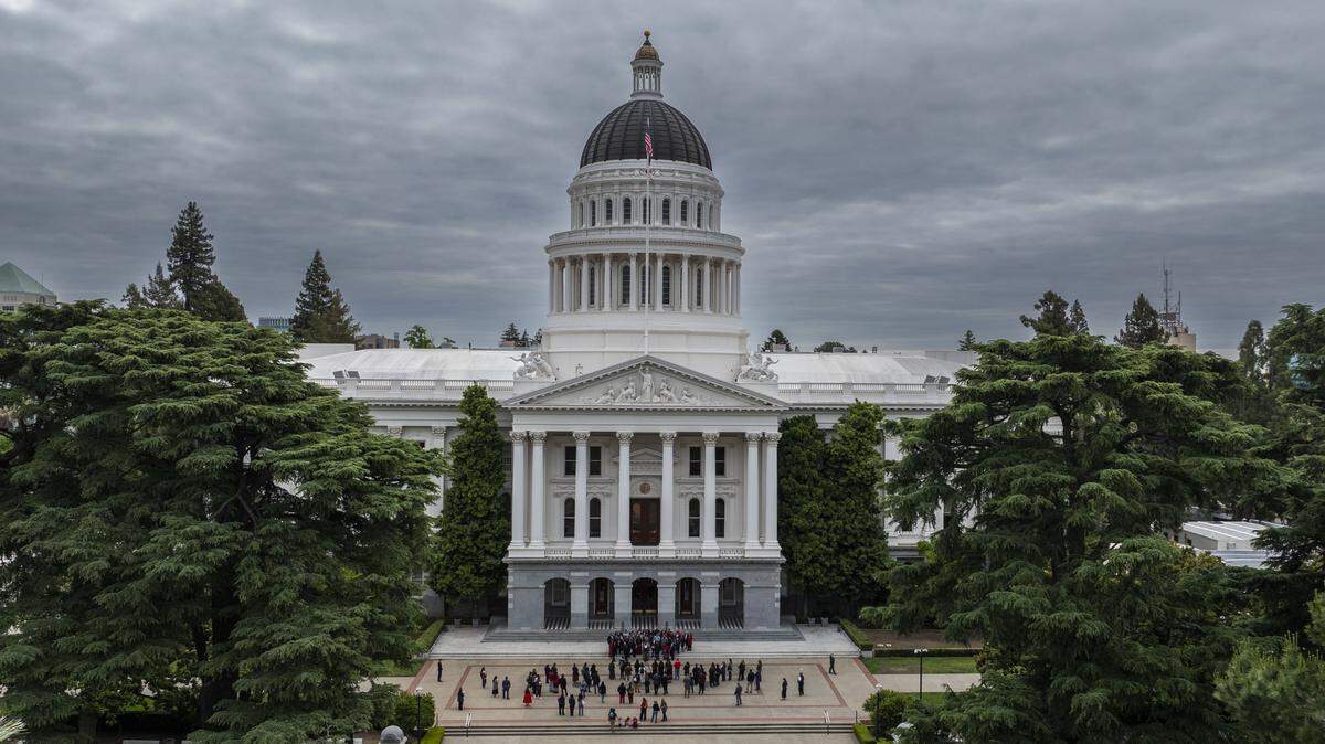 The California state Capitol building seen from a drone on Thursday, April 30, 2026. Gov. Gavin Newsom’s May Revision to the state budget eliminates, beginning in April 2027, $169 million in state funding for mobile teams that deal with people suffering from a mental crisis.