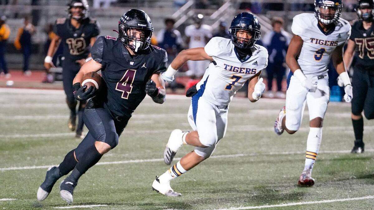 Whitney running back Takai Takahashi (4) rushed for 94 yards and had a 20-yard touchdown in the 35-0 win over Inderkum in the opening round of the Sac-Joaquin Section playoffs.
