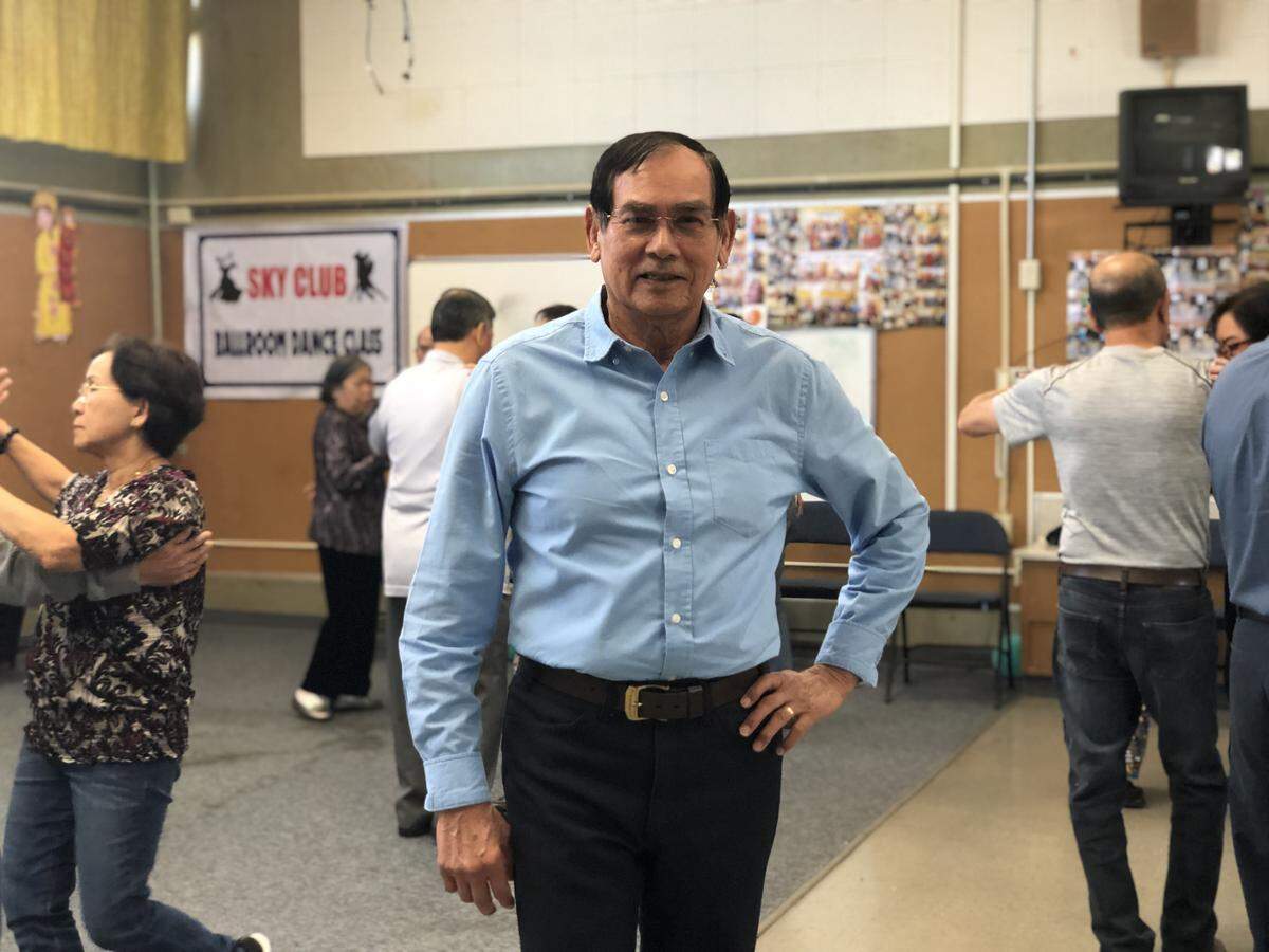 Long Luong, 79, says the ballroom dancing classes reminded him of his life in Vietnam, where he would go dancing with his friends to socialize in the 60s and 70s when he was a young man.