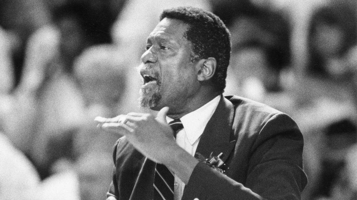 Sacramento Kings’ coach Bill Russell works a game on Nov. 6, 1987.