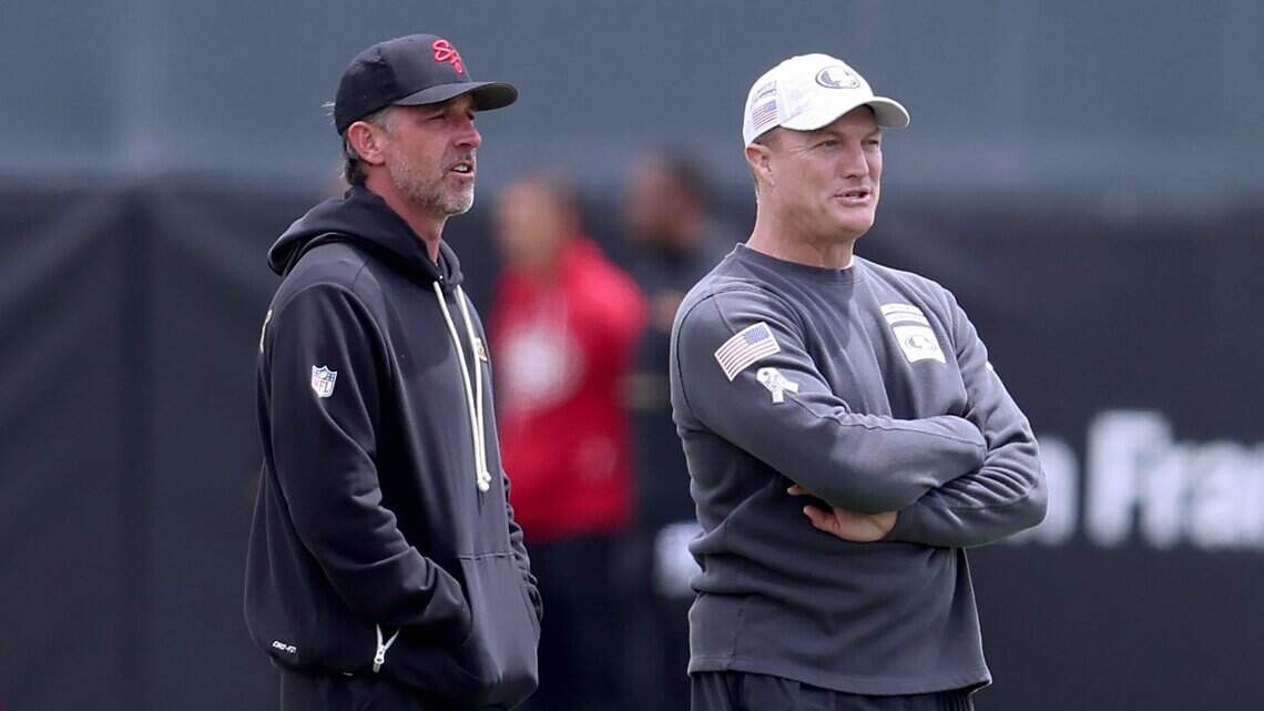 ‘I knew he couldn’t stay away.’ Kyle Shanahan watches 49ers camp after accident