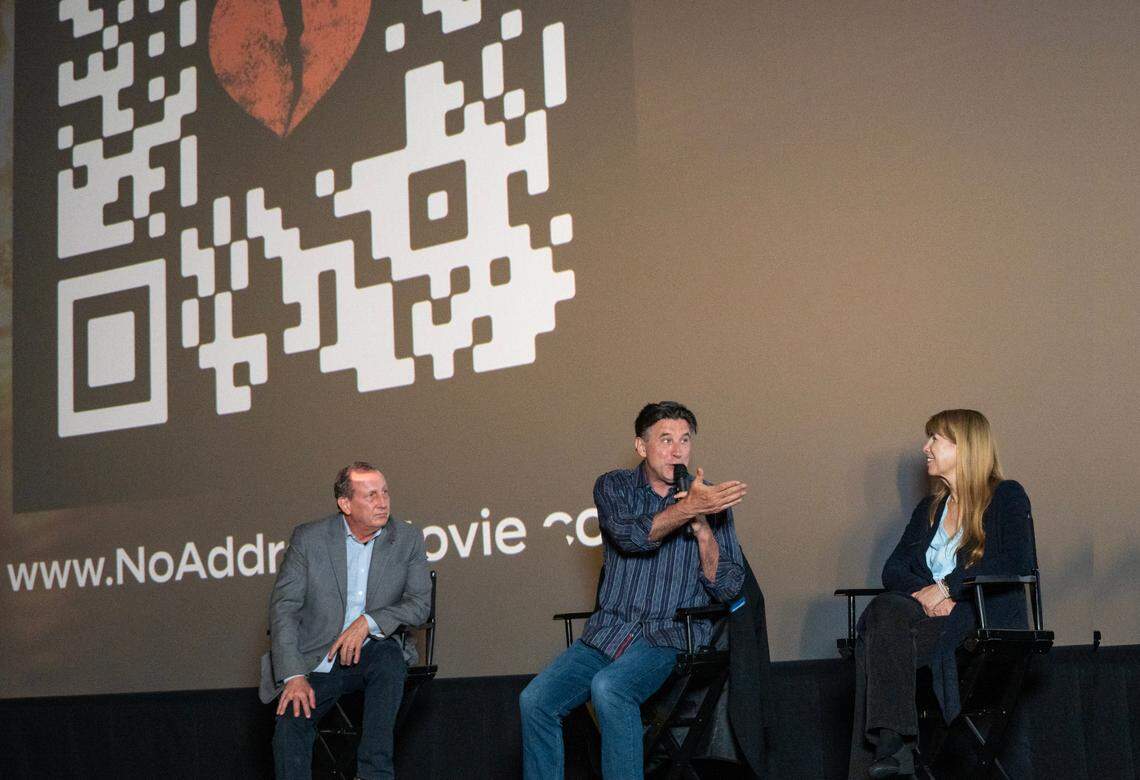 Actor William “Billy” Baldwin, center, speaks during a post-screening discussion after the Sacramento-region debut of the documentary “Americans with No Address” in May at the Roseville Galleria Cinemark. Baldwin, who stars in the upcoming feature film “No Address,” is the narrator for the 90-minute documentary. The discussion panel included film director-screenwriter Julia Verdin, right, and Keith Diederich, president of Placer County homelessness services nonprofit The Gathering Inn.