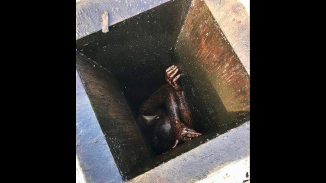 Deputies and firefighters rescued a man Wednesday morning who had spent two days trapped in a slick grease vent on the roof of a shuttered Chinese restaurant in San Lorenzo, California, authorities say.