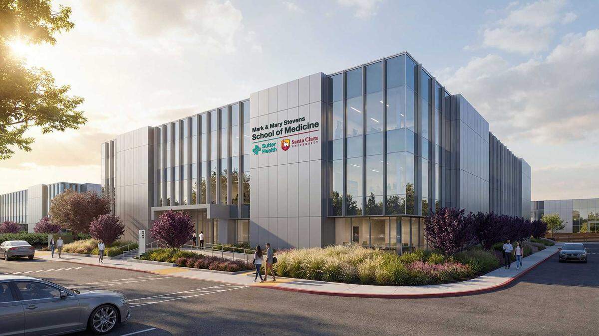 Rendering of the Mark & Mary Stevens School of Medicine, which will be Sutter Health's first dedicated medical school.