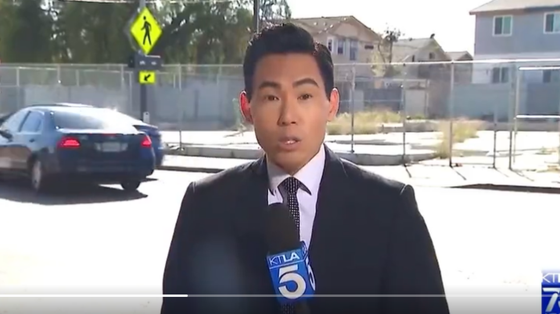 KTLA reporter Gene Kang was covering a story on a fatal hit-and-run when he caught another crash on camera on a dangerous Los Angeles street on March 10, 2022.