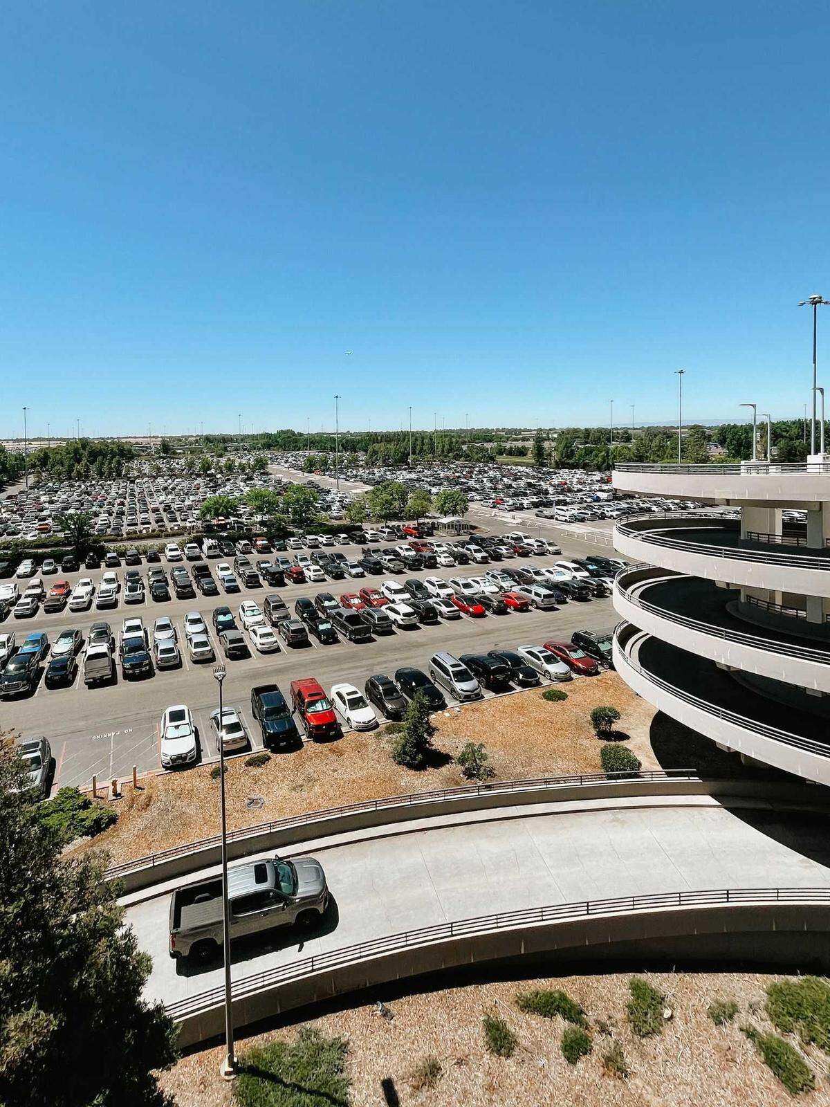 Parking lots are seen at Sacramento International Airport on Thursday, June 30, 2022, ahead of the July 4 holiday weekend.