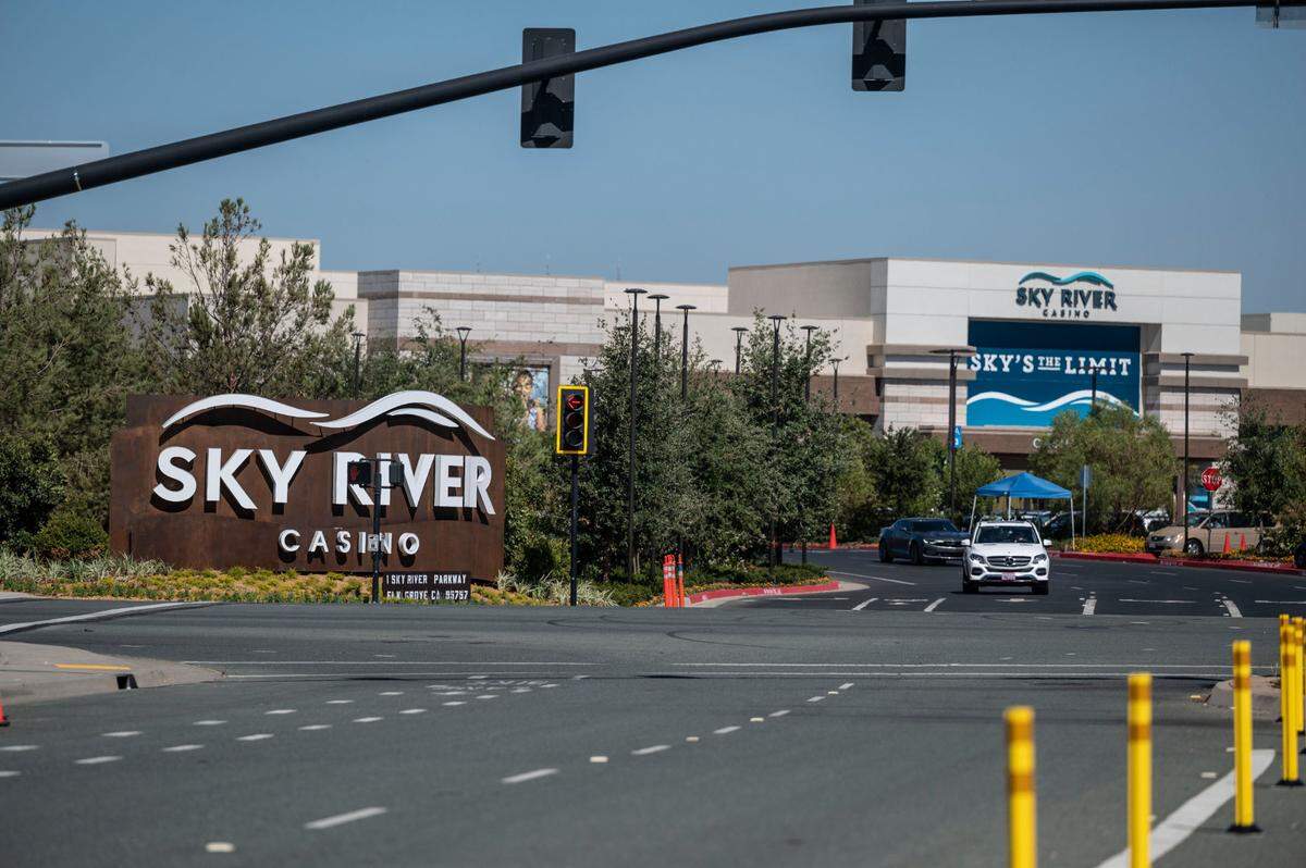 The parking lot looks full at Sky River Casino in Elk Grove on Monday, Aug. 22, 2022. 