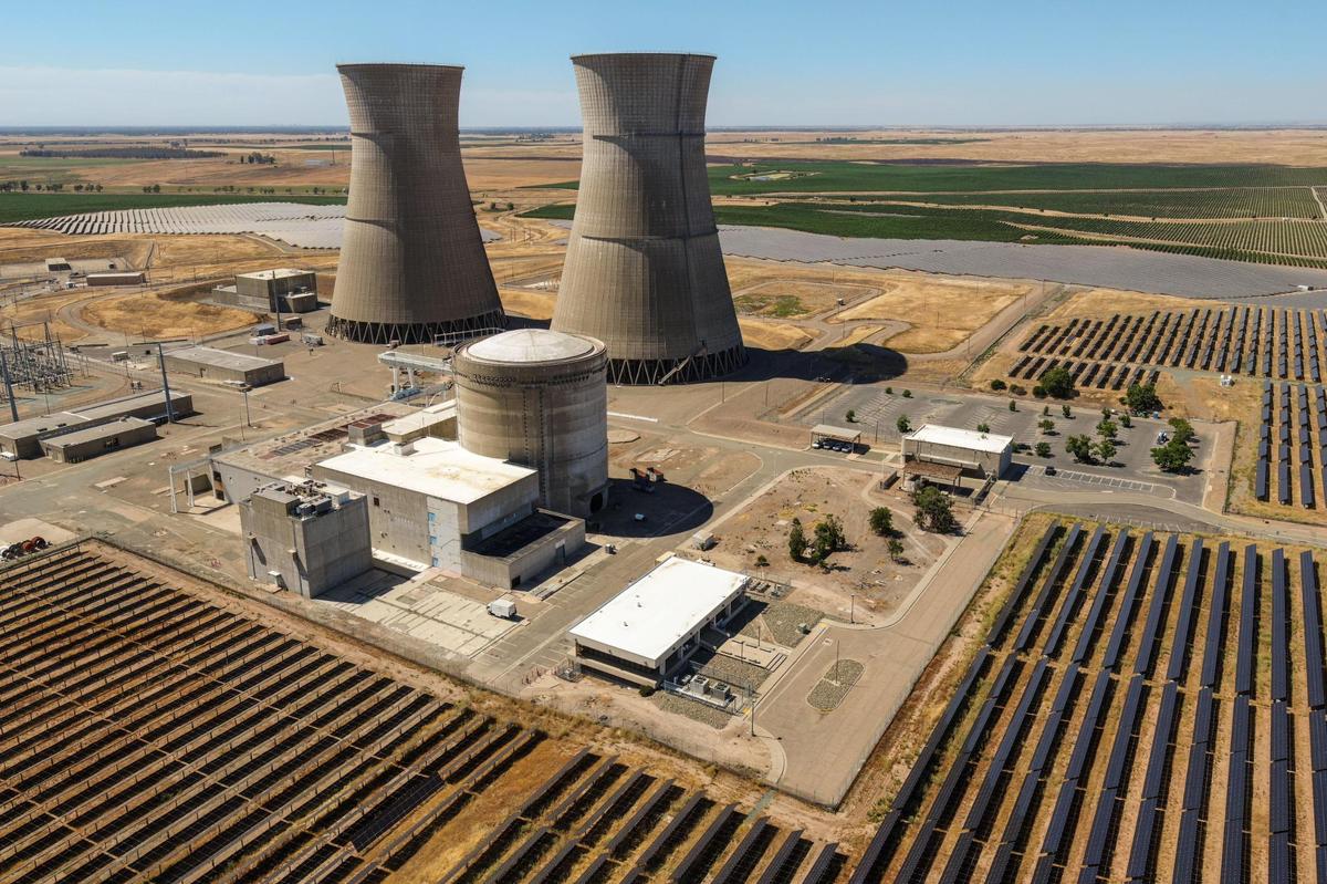 SMUD uses some of the infrastructure and property from the decommissioned Rancho Seco Nuclear Generating Station, seen in 2022, to generate power from a gas-fired plant and over 100,000 solar panels around the site in south Sacramento County near Herald.