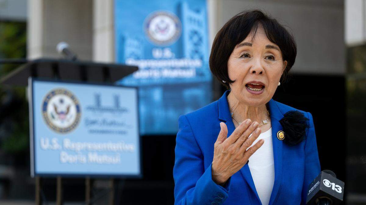 Congresswoman Doris Matsui holds a news conference outside the Robert T. Matsui U.S. Courthouse in Sacramento on Friday, Aug. 22, 2025, after being denied entry to U.S. Immigration and Customs Enforcement facilities at the John E. Moss Federal Building. Most of the Sacramento City Council endorsed her on Tuesday.