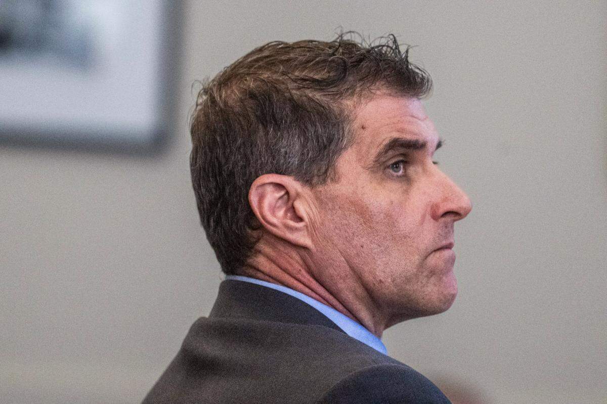 Daniel Serafini, a former major league baseball player convicted of shooting his wife’s parents at their home near Lake Tahoe, listens to closing arguments from his attorney David Dratman in his murder trial on Tuesday July, 8, 2025, in Placer Superior Court in Auburn.