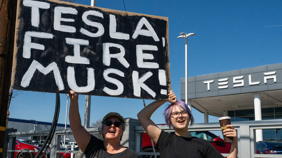 ‘Sell it!’ See protest against Elon Musk at Tesla dealership near Sacramento