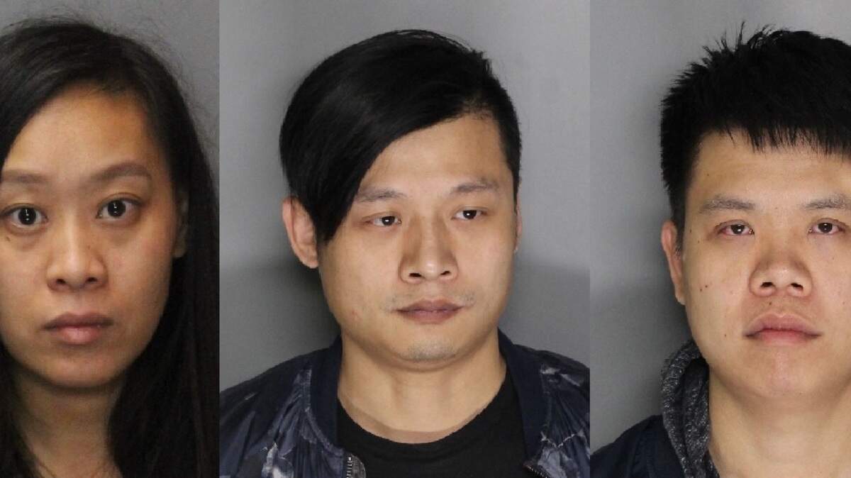 From left, Tao Zheng, Guoye Jiang and Guomin Jiang were arrested Saturday morning after Folsom police officers said they found 528 marijuana plants in a Folsom home.