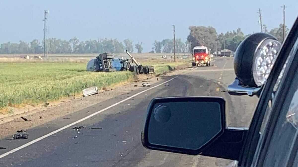 Authorities on Thursday, April 22, 2021, were investigating a fatal crash after a big-rig overturned and caught fire on Reclamation Road in Sutter County, California.