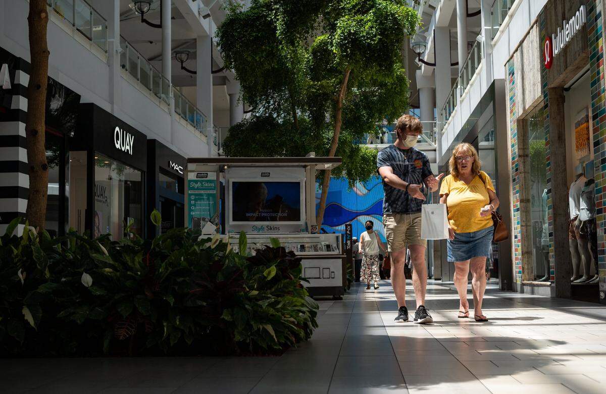 Matthew Karle, 18, walks with his grandmother, Shirley Karle, both of Sacramento, through Arden Fair mall in Sacramento on Tuesday, June 22. Matthew, a recent graduate of El Camino High School, said he plans to get the COVID-19 vaccine soon. Shirley, a retired healthcare worker, said she was vaccinated in February. She said she thinks some of the lockdowns have been extreme, but people who dont want to get the COVID-19 vaccine should be wearing masks. My husband has a lot of health problems, and Ive had cancer, but Im comfortable going out.