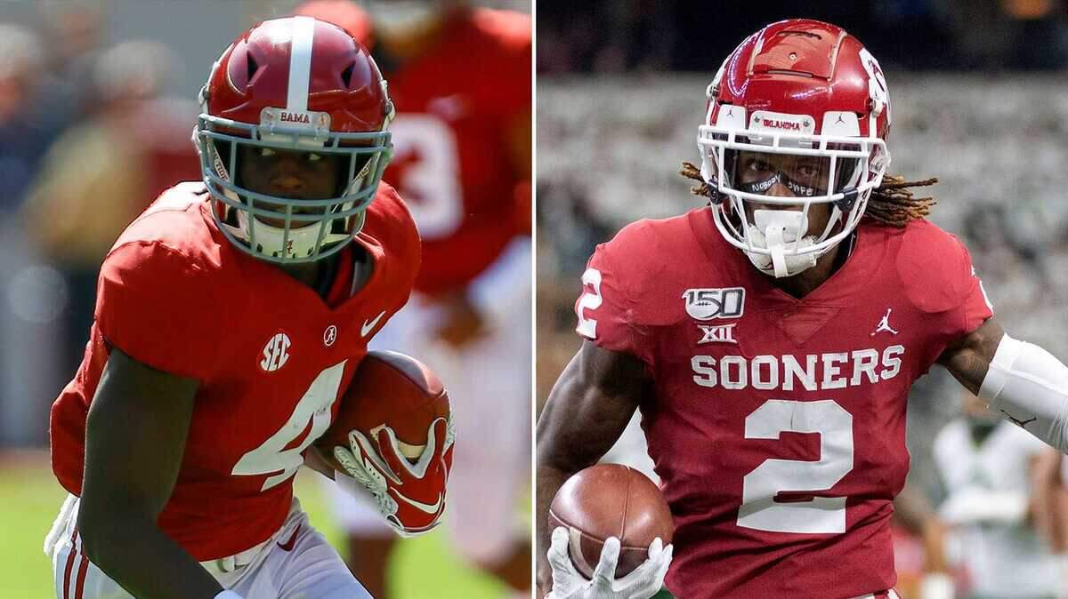 Alabama’s Jerry Jeudy, left, and Oklahoma’s CeeDee Lamb are expected to be among the top wide receivers selected in this year’s NFL draft.