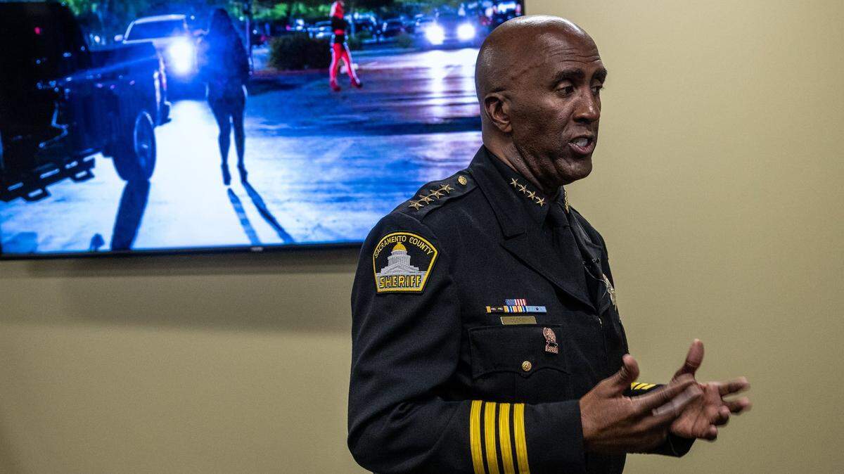 Sacramento County Sheriff Jim Cooper speaks at a press conference in 2023. Cooper shook people up Tuesday with a controversial decision to stop sending his deputies on some risky calls.