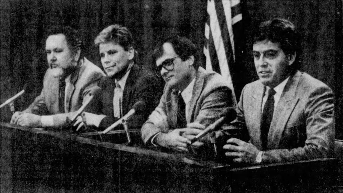 Assembly Democrats Gerald Eaves, Gary Condit, Steve Peace and Rusty Areias in 1988.