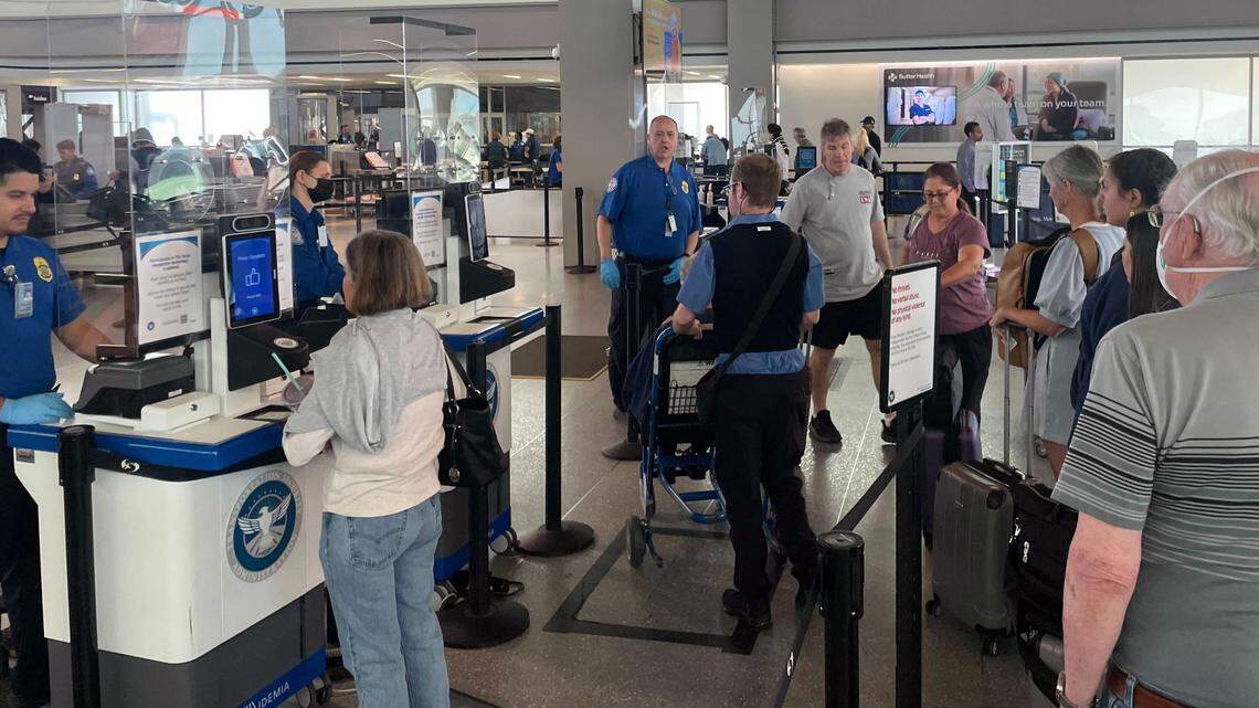 Travelers pass smoothly through security at Sacramento International Airport on Wednesday, May 7, 2025, as the federal Real ID requirement for domestic flights takes effect nationwide.