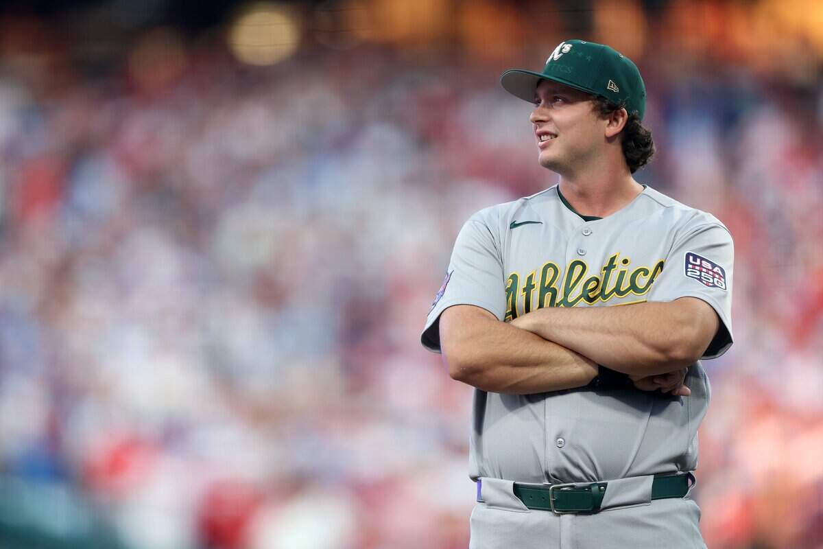 PHILADELPHIA, PENNSYLVANIA - JULY 14: Shea Langeliers #23 of the Athletics before the 2026 MLB All-Star Game at Citizens Bank Park on July 14, 2026 in Philadelphia, Pennsylvania. (Photo by Emilee Chinn/Getty Images)