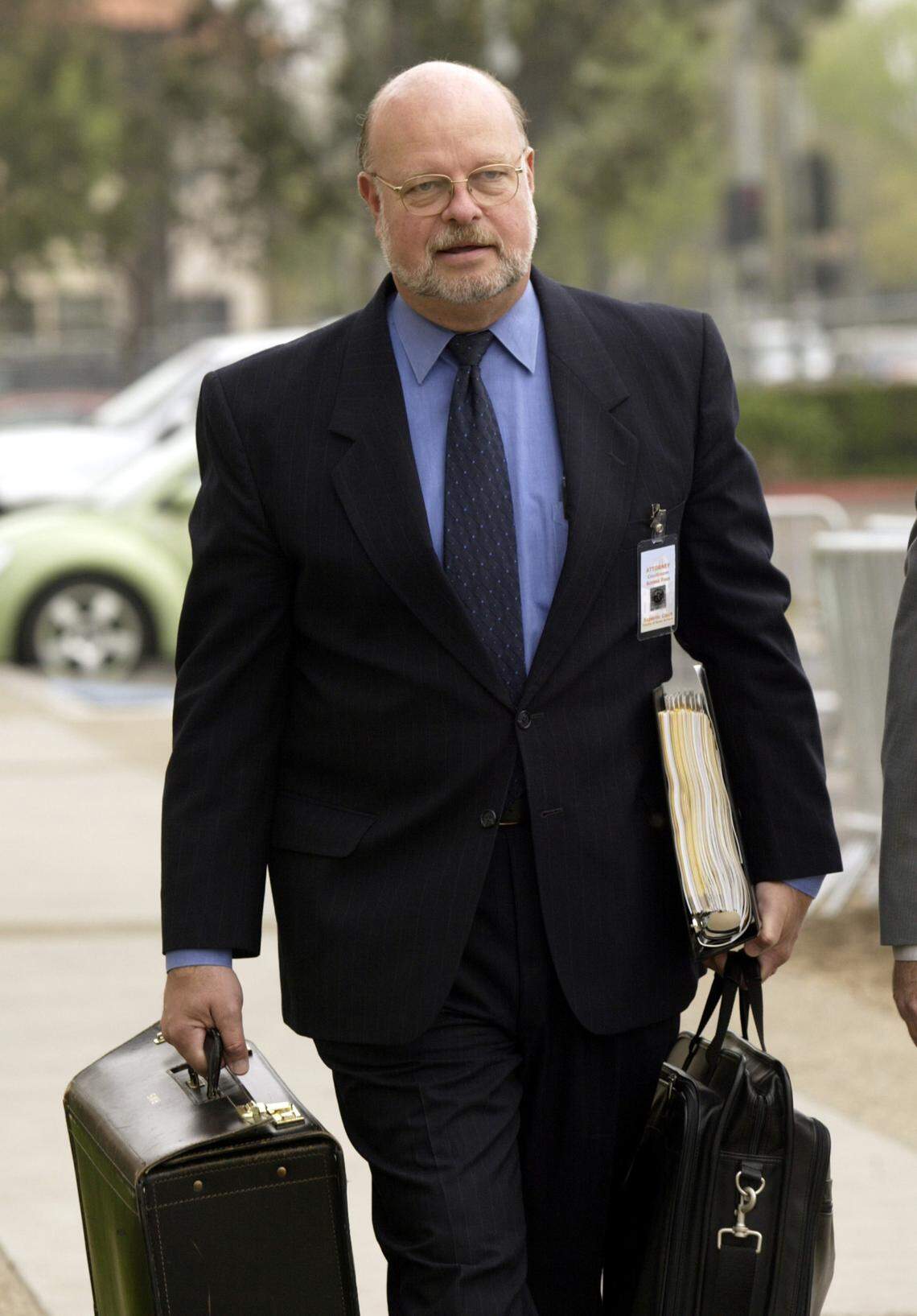 Robert M. Sanger, a member of Michael Jackson’s legal defense team, arrives at the Santa Barbara County Superior Court on Friday, March 11, 2005 in Santa Maria.