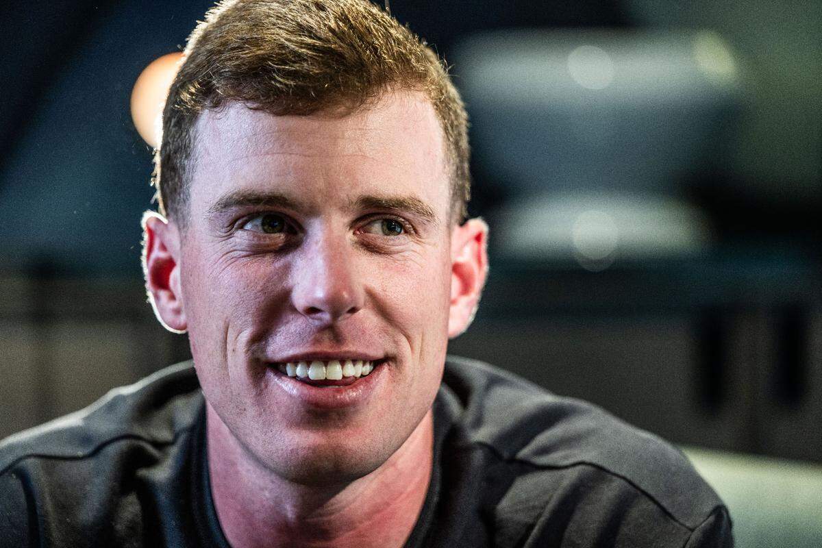 A’s pitcher JP Sears joined other teammates and manager Mark Kotsay during a visit to Sacramento to speak about their impressions of the city on Monday, Jan. 6, 2025, at the Sawyer Hotel.