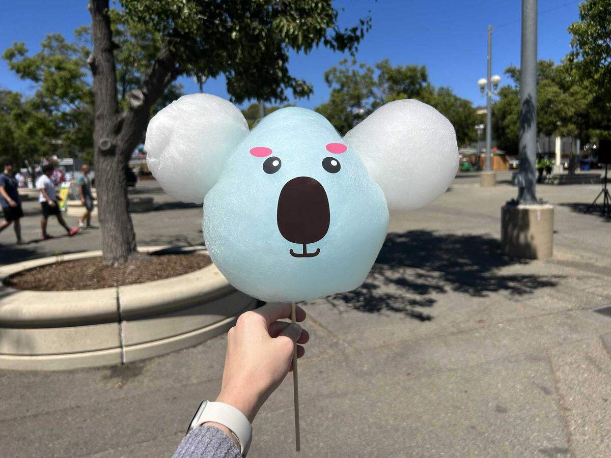 A koala bear cotton candy, which cost $15, is one the many custom animal-themed cotton candies that can purchased at Sweet Art, one of the California State Fair vendors this year.