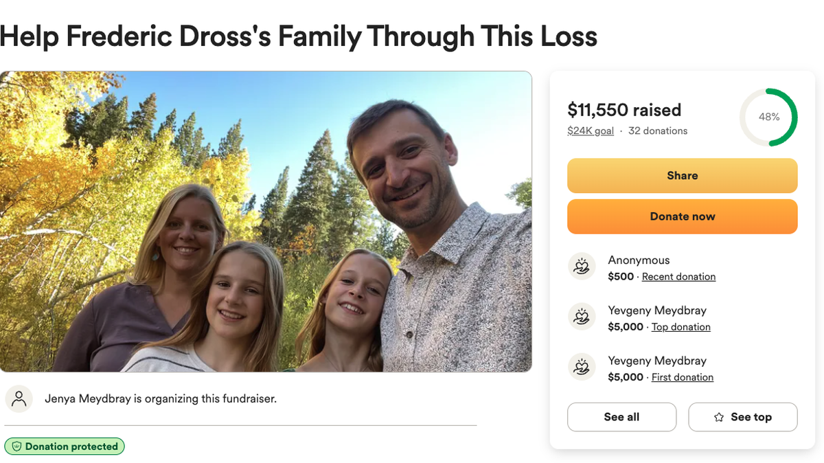 Frederic Dross, a South Lake Tahoe resident, died in a skiing accident Monday in El Dorado County, a friend said on a crowdfunding webpage established on behalf of the Dross family.