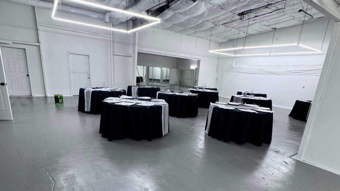 A photo used to advertise the Monkey Space venue shows the interior of the former children’s theater on Lucile Avenue in Stockton. Authorities say the space was hosting a child’s birthday party on Saturday when gunfire erupted, killing four people and injuring 11.