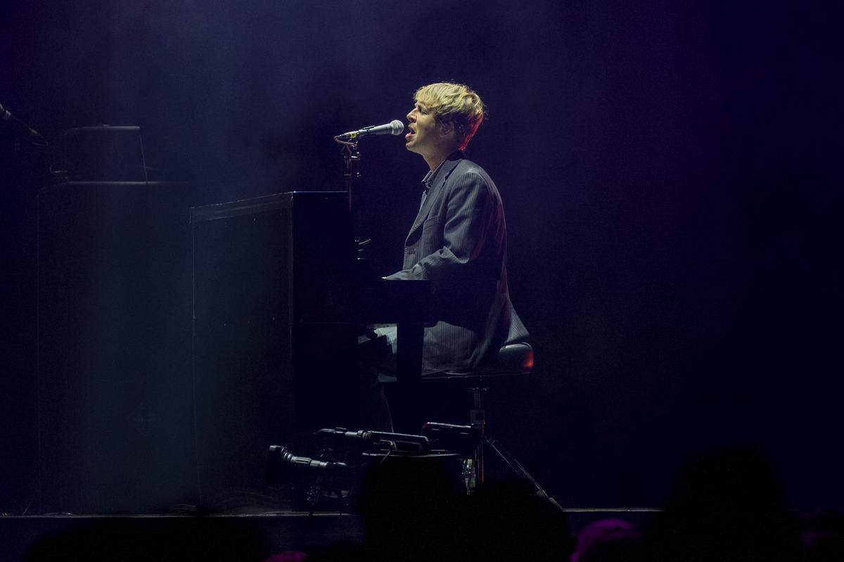 Tom Odell, a British singer-songwriter, opens for The Lumineers at Golden 1 Center in downtown Sacramento on Wednesday.