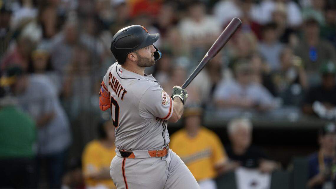 Giants outslug A’s behind Casey Schmitt to even West Sacramento series at 1-1