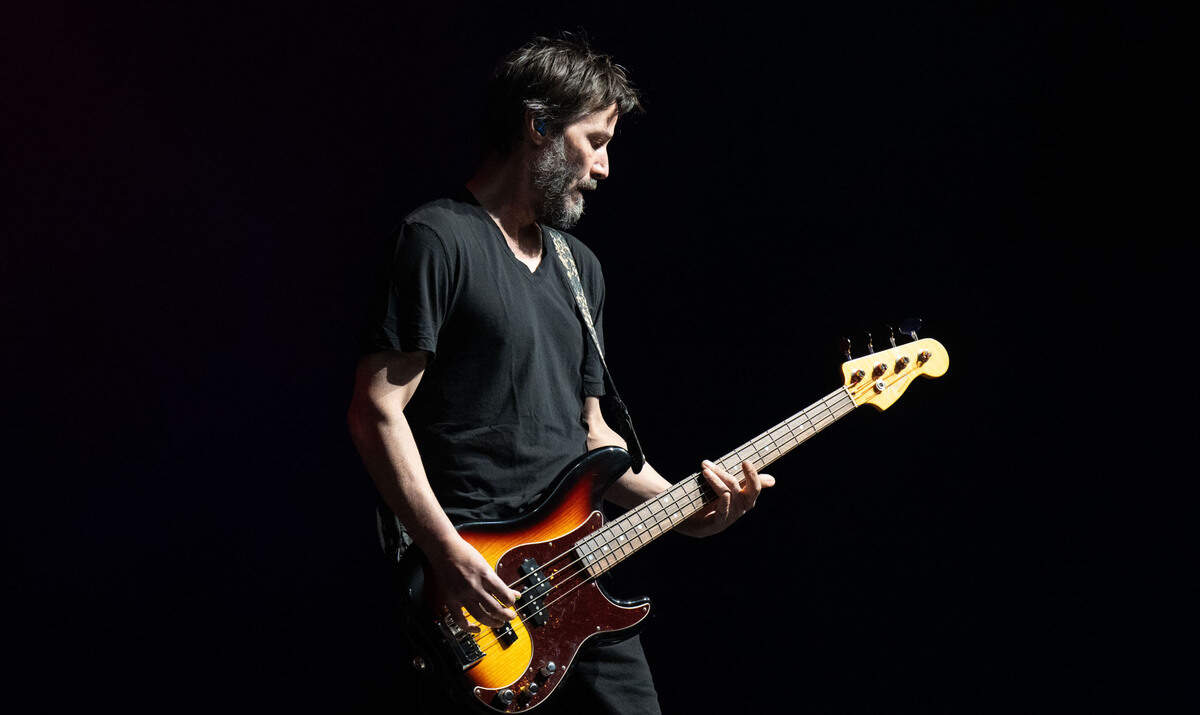 Bassist Keanu Reeves performs with Dogstar on Saturday, Sept. 14, 2024, at the Hard Rock Live Sacramento near Wheatland.