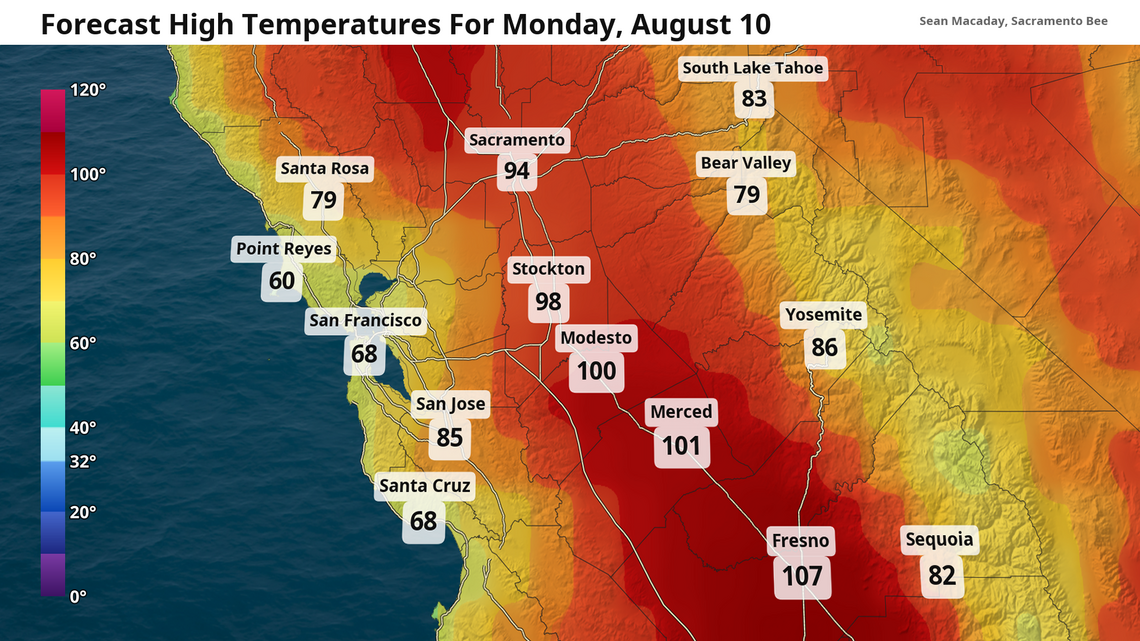 Extreme heat warning for parts of Central Valley before big-time cooldown arrives