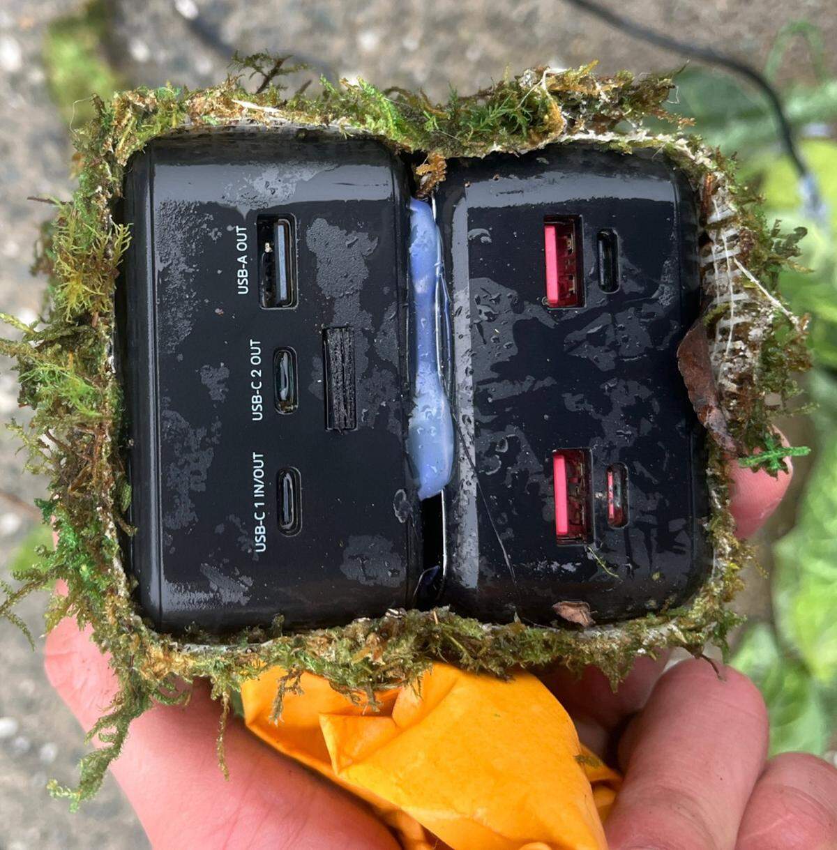 The power supply for the hidden surveillance camera equipment that a Placer County Sheriff’s detective discovered on Dec. 19 outside a north Auburn home. 