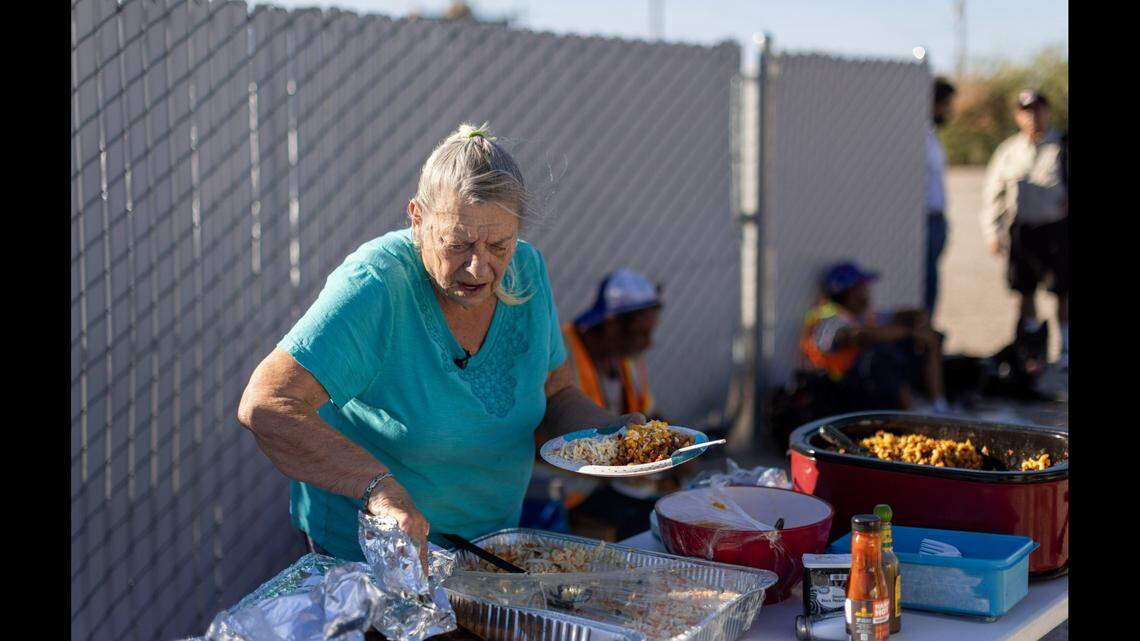 A woman is suing Bullhead City, Arizona after she was arrested for feeding those in need at a public park, a lawsuit says.