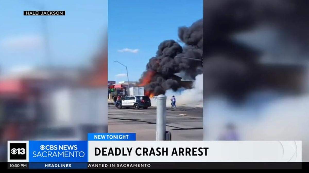 A semi driver slammed into vehicles in Parker, Arizona, in a fiery crash that killed one, police say. Reports say he fled and ordered lunch.