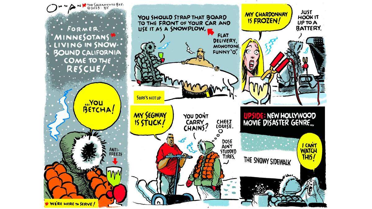 Californians turn to an unlikely superhero to shovel out from the winter weather.