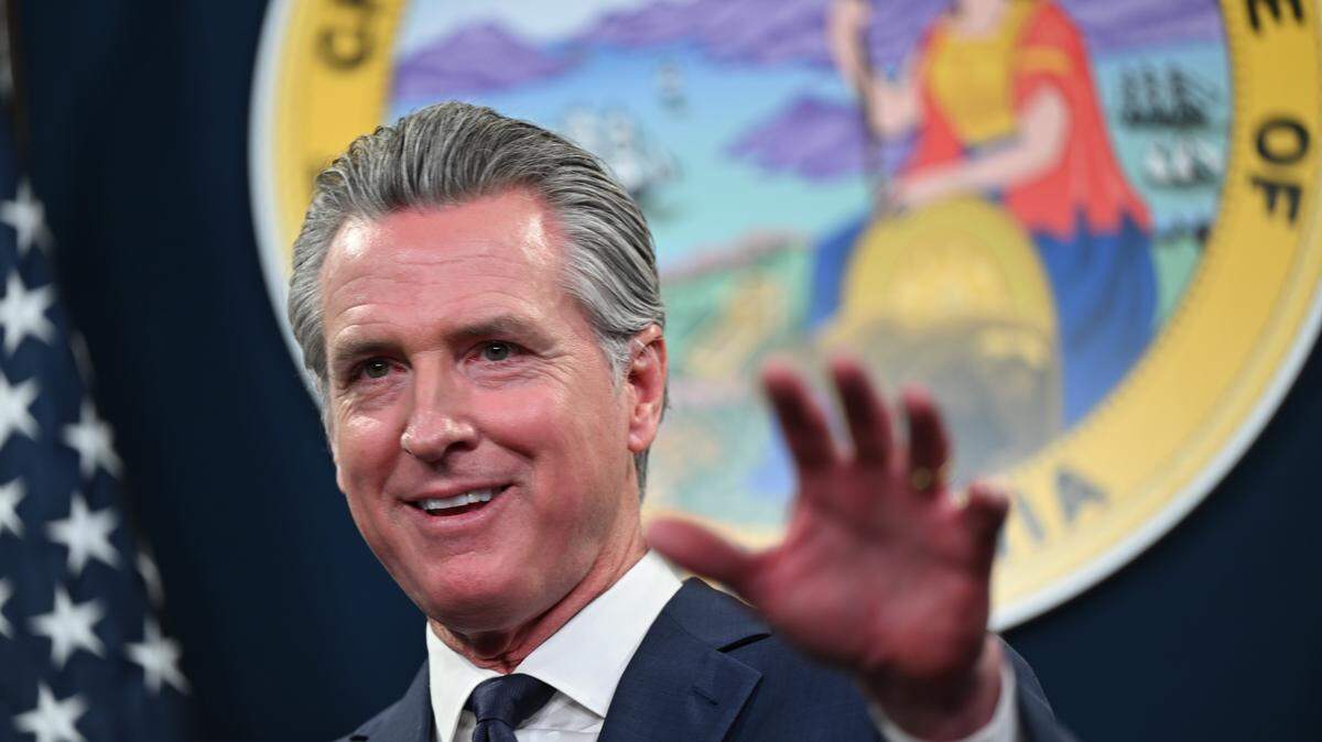 Gov. Gavin Newsom, gives his last May budget revision on May 14 in Sacramento.