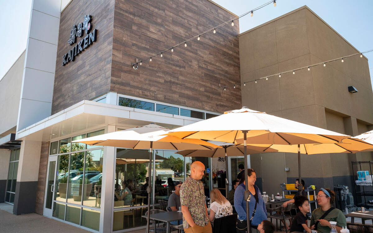 People dine on the outdoor patio at Kajiken in Elk Grove on their grand opening day Thursday.