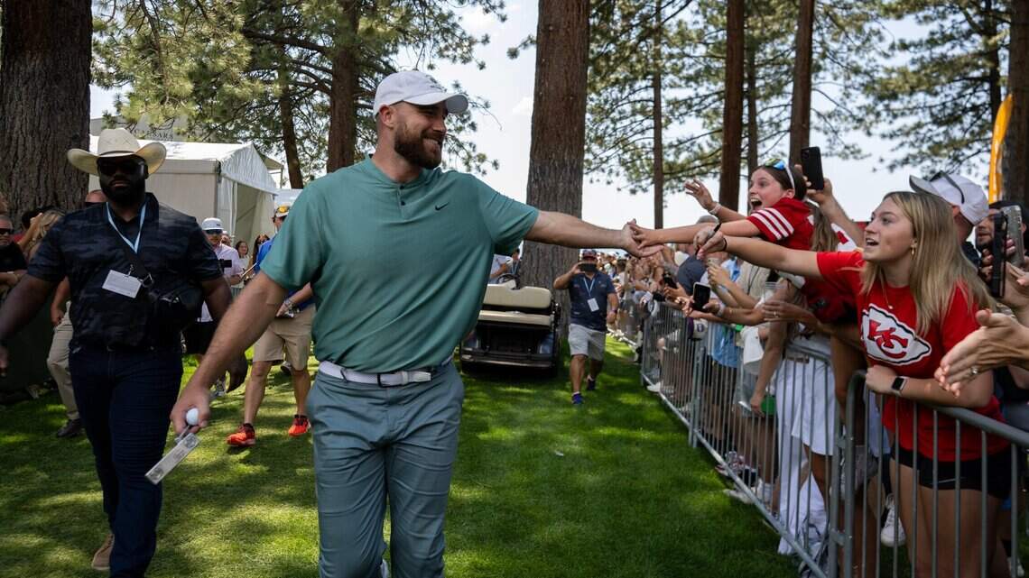 See Travis and Jason Kelce hit the links with other celebrities at Tahoe golf tournament