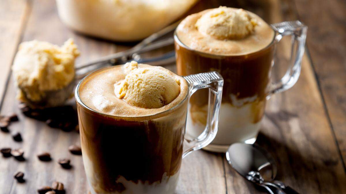 Affogato, an Italian dessert featuring ice cream topped with espresso, is among the offerings at Sips & Scoops Handbrewed Coffee in Sacramento.