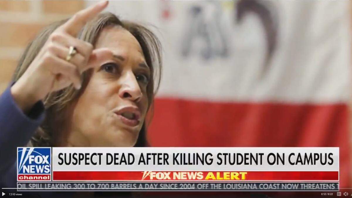 Fox News apologized after showing California Sen. Kamala Harris in a news segment about a suspect in a murder-suicide in Salt Lake City.