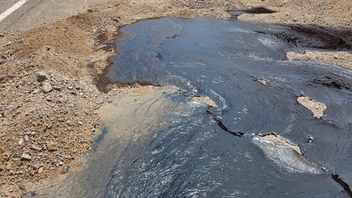 Thousands of gallons of liquid asphalt and diesel fuel spilled along a road in a California national park after a tractor trailer crashed, officials said.