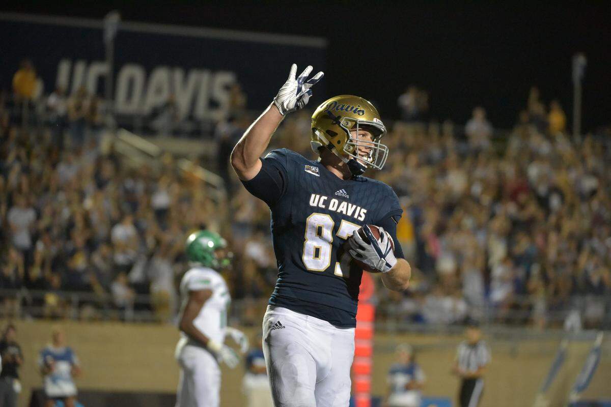 UC Davis tight end Wesley Preece, a Rocklin High School product, finished last season with a team-high nine touchdowns to go along with 36 receptions for 568 yards.