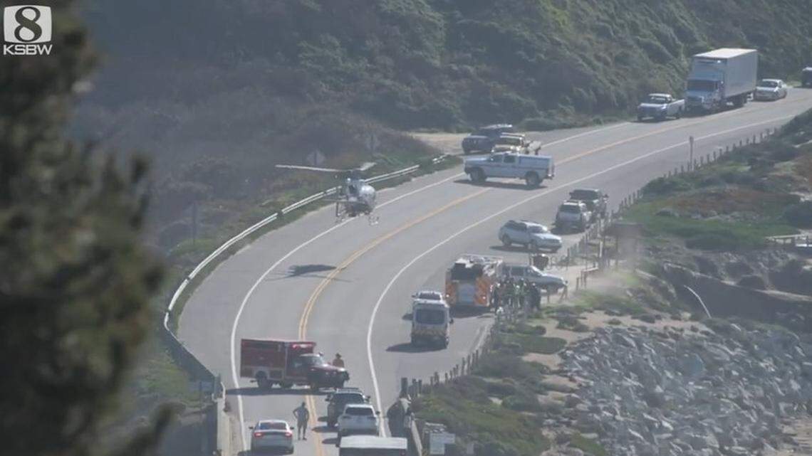 A woman who struck another vehicle on Highway 1 near Santa Cruz, California, got out of her vehicle and fell off a cliff into the ocean to her death, police say.