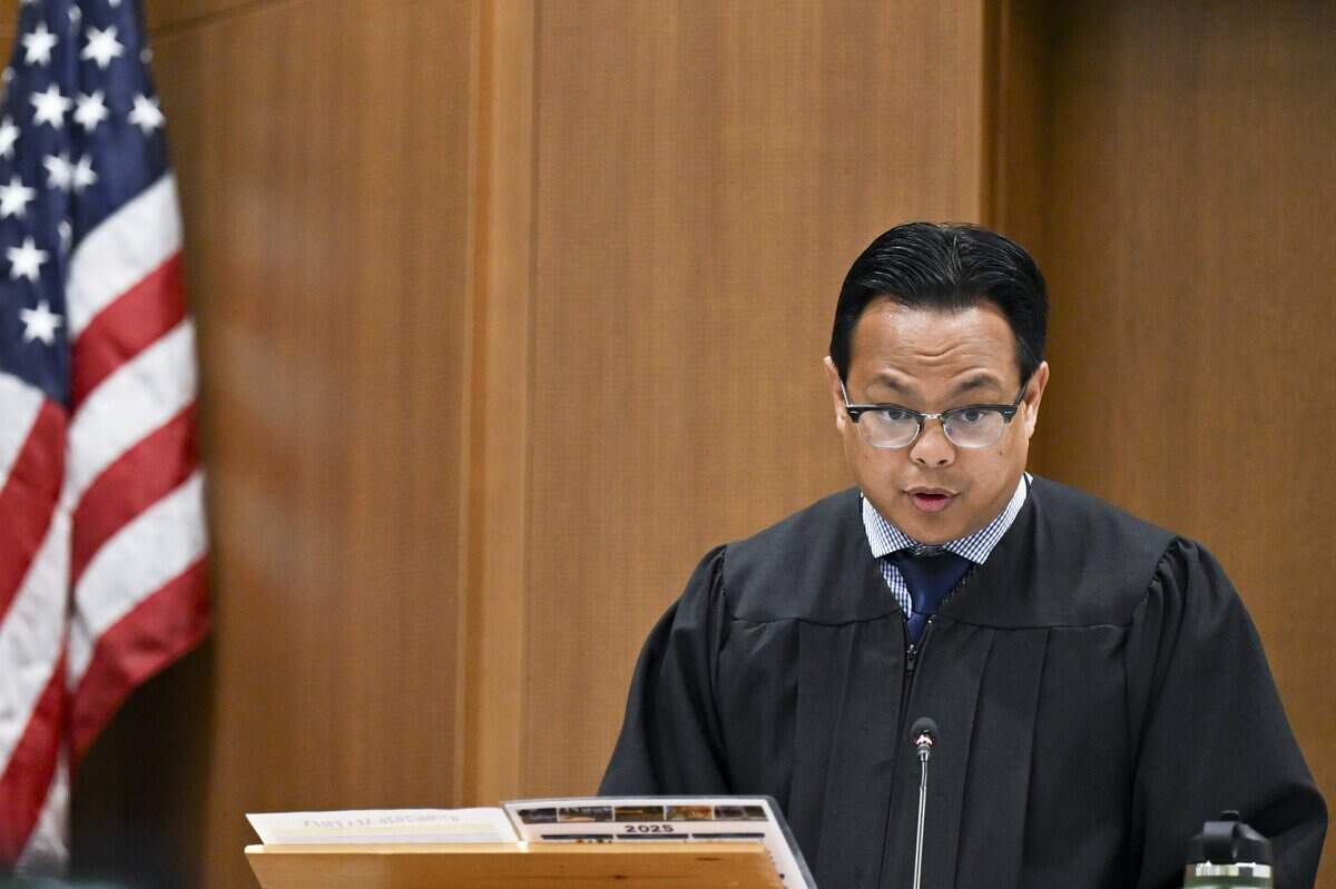 Judge Raymonn J. DeJesus addresses the court during the sentencing of James Lawhead Jr. at the Placer Superior Court in Roseville on Tuesday. Lawhead was sentenced to life in prison without parole for the 1991 kidnapping, rape and murder of Cinthia "Cindi" Wanner in Placer County.