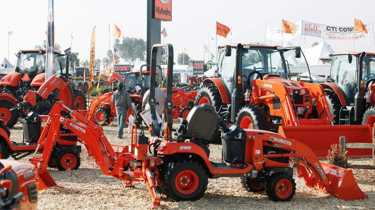 Kubota tractors are seen at the 2016 World Ag Expo in Tulare. The company is in talks to move its West Coast regional headquarters to Elk Grove.